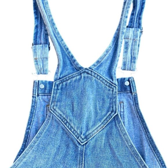PacSun Grunge Distressed Denim Overall Shortalls Retro Hippie Boho Jean Bibs-M - Picture 9 of 11